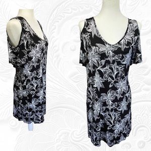 SANTIKI Tabitha Cold Shoulder Short Sleeve Tunic/Mini Flora Dress